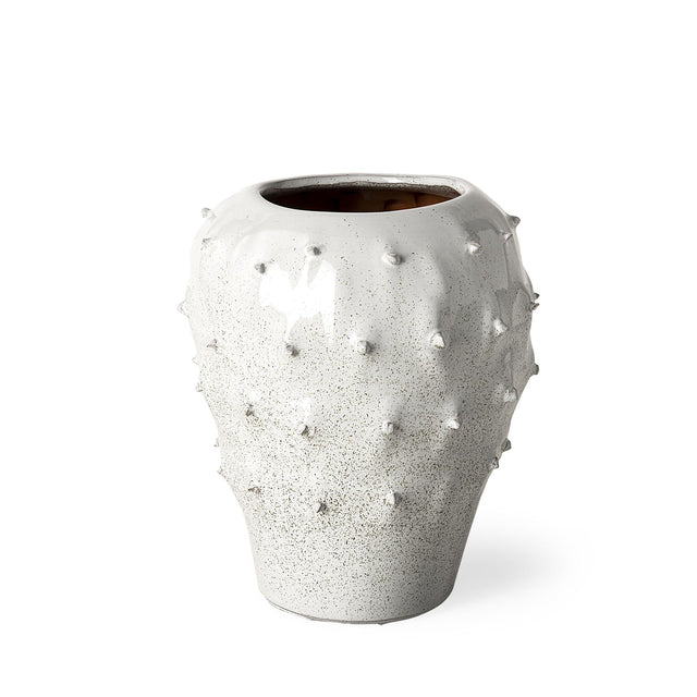 Mercana Julian Small Glossy White Ceramic Spoked Vase