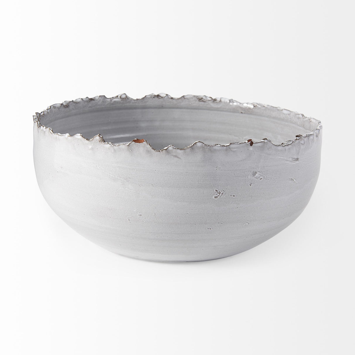 Mercana Larsen 13L x 13W White Ceramic Large Decorative Bowl