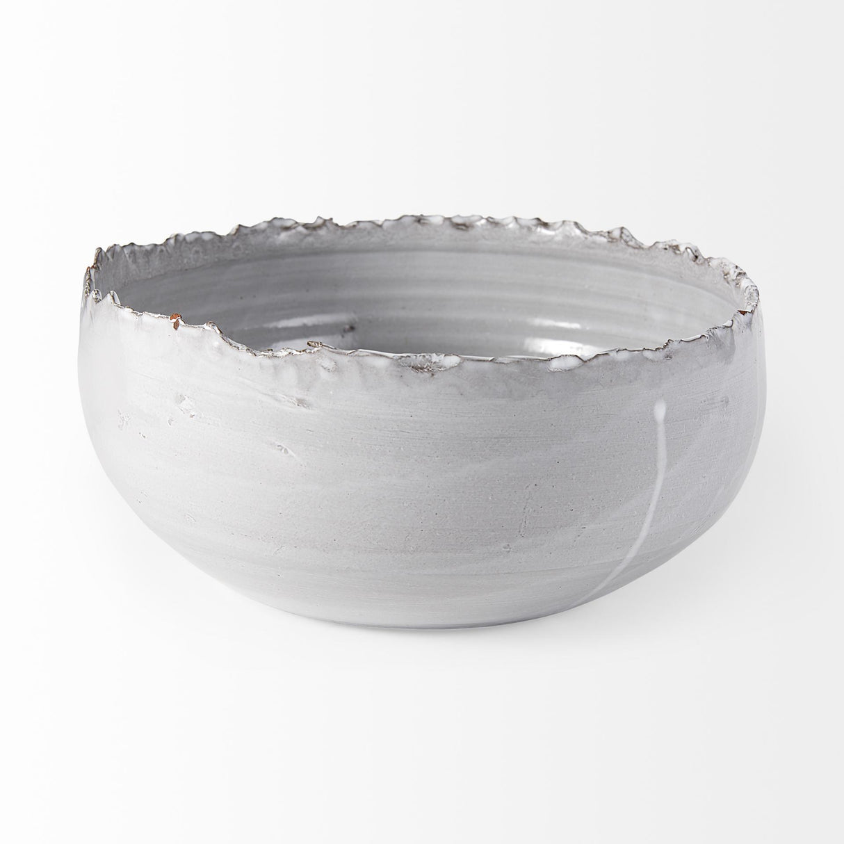 Mercana Larsen 13L x 13W White Ceramic Large Decorative Bowl