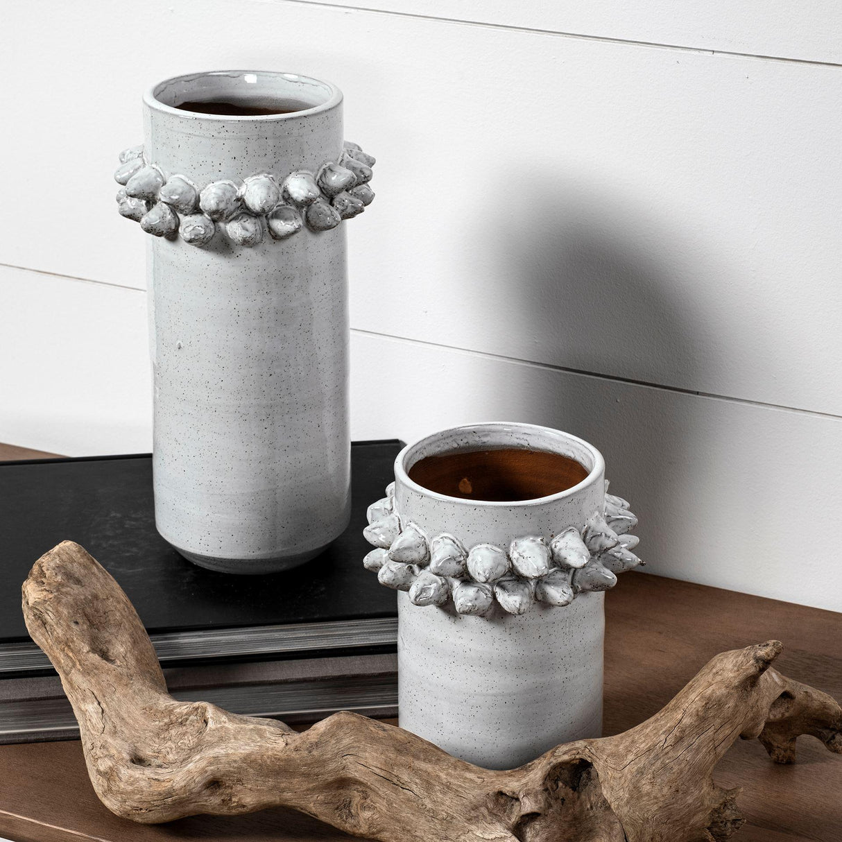 Mercana Farmhampton Small Gray Spoked Ceramic Vase