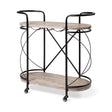 Mercana Marlon Black Metal Frame Two Tier Shelves w/Stemware holder Bar Cart