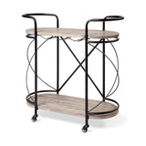 Mercana Marlon Black Metal Frame Two Tier Shelves w/Stemware holder Bar Cart