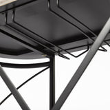 Mercana Marlon Black Metal Frame Two Tier Shelves w/Stemware holder Bar Cart