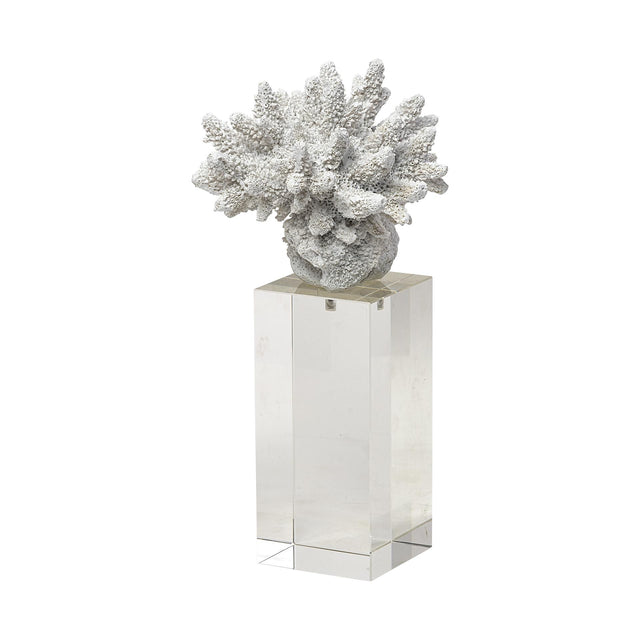Mercana Isla (Large) 5L x 5W White Replica Resin Coral On Clear White Glass