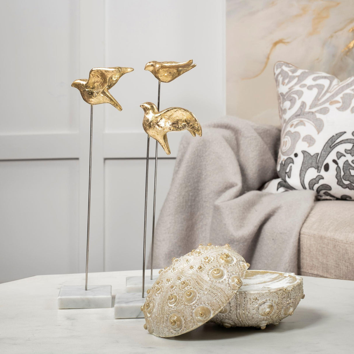 Mercana Aya Set of 3 11L x 4W Gold Metal Decorative Birds