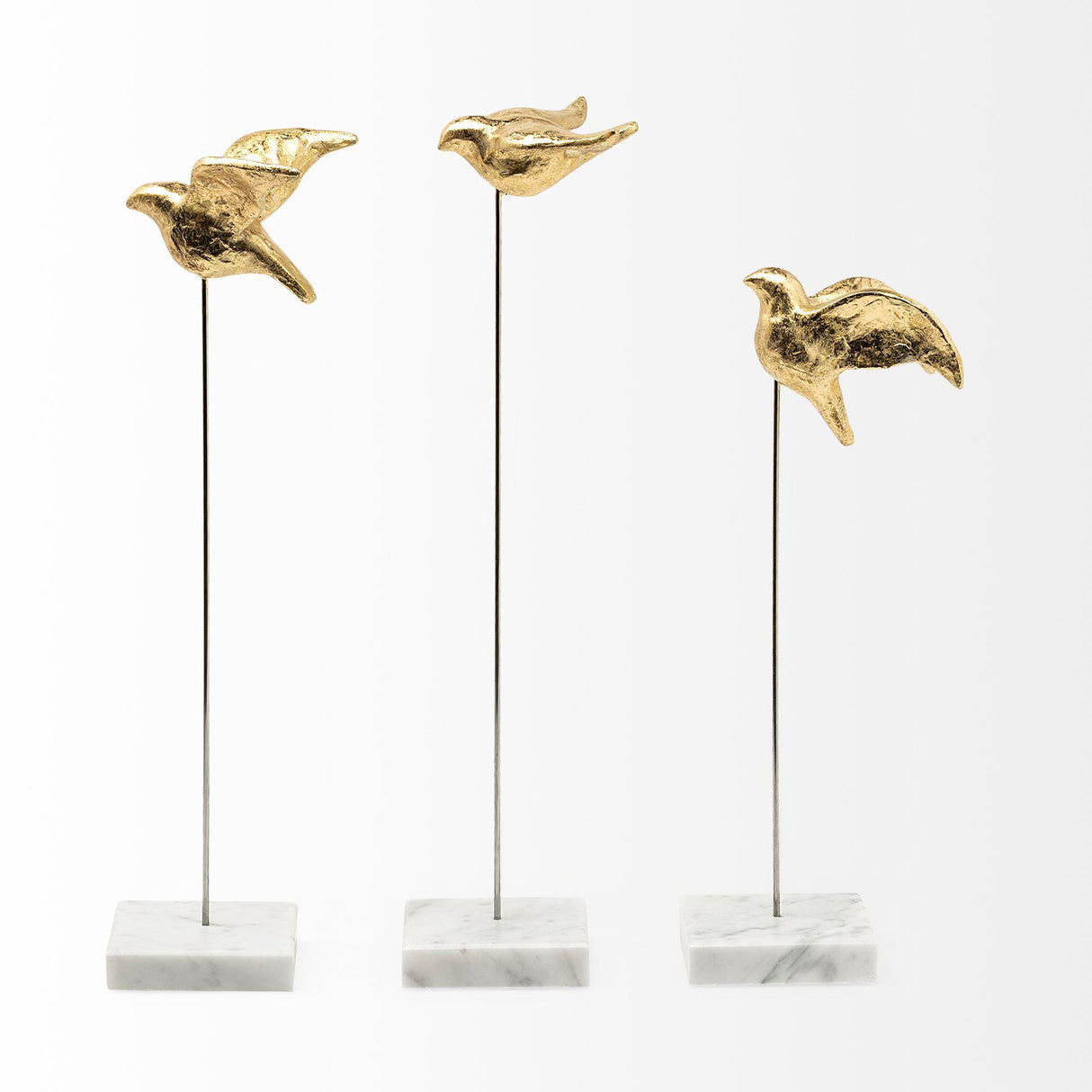 Mercana Aya Set of 3 11L x 4W Gold Metal Decorative Birds