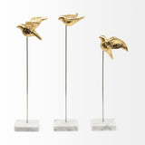 Mercana Aya Set of 3 11L x 4W Gold Metal Decorative Birds