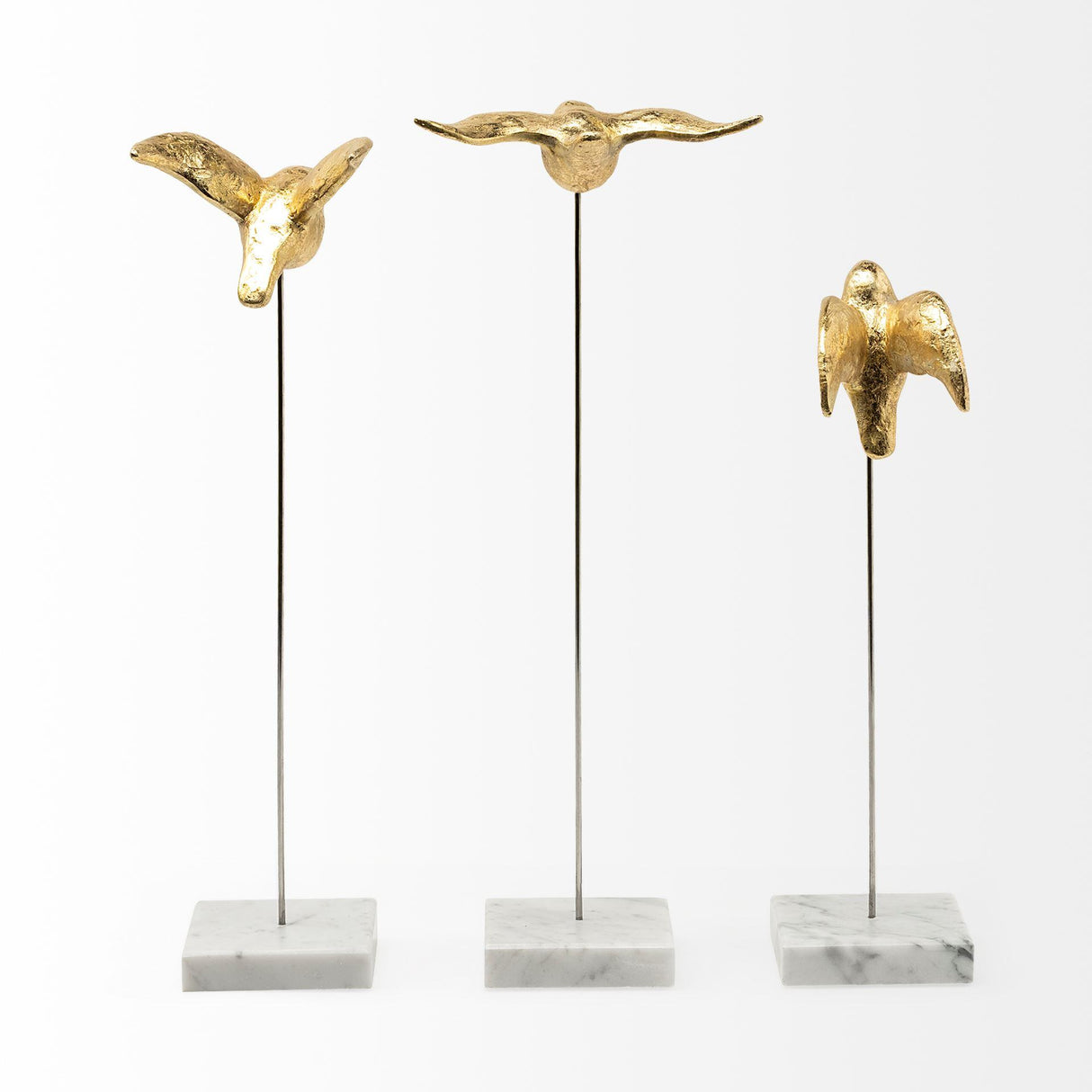 Mercana Aya Set of 3 11L x 4W Gold Metal Decorative Birds