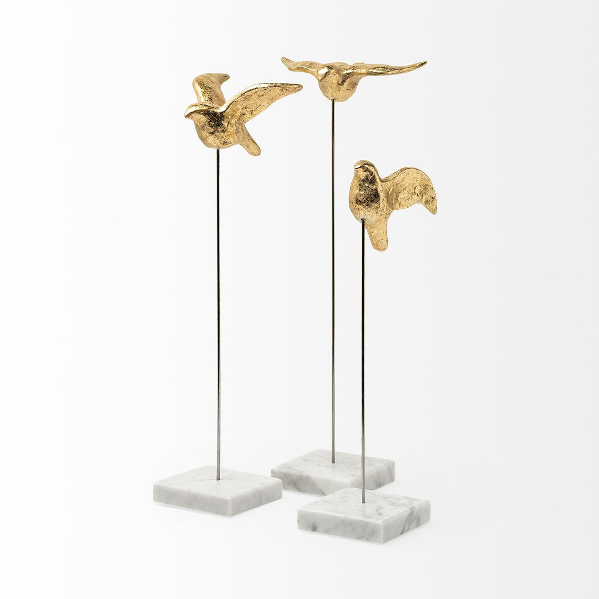 Mercana Aya Set of 3 11L x 4W Gold Metal Decorative Birds