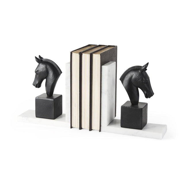 Mercana Hidalgo (Set of 2) 14L x 3W Black Majestic Horse Bookends