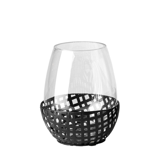 Mercana Reena I Small Black Woven Metal Base Table Candle Holder