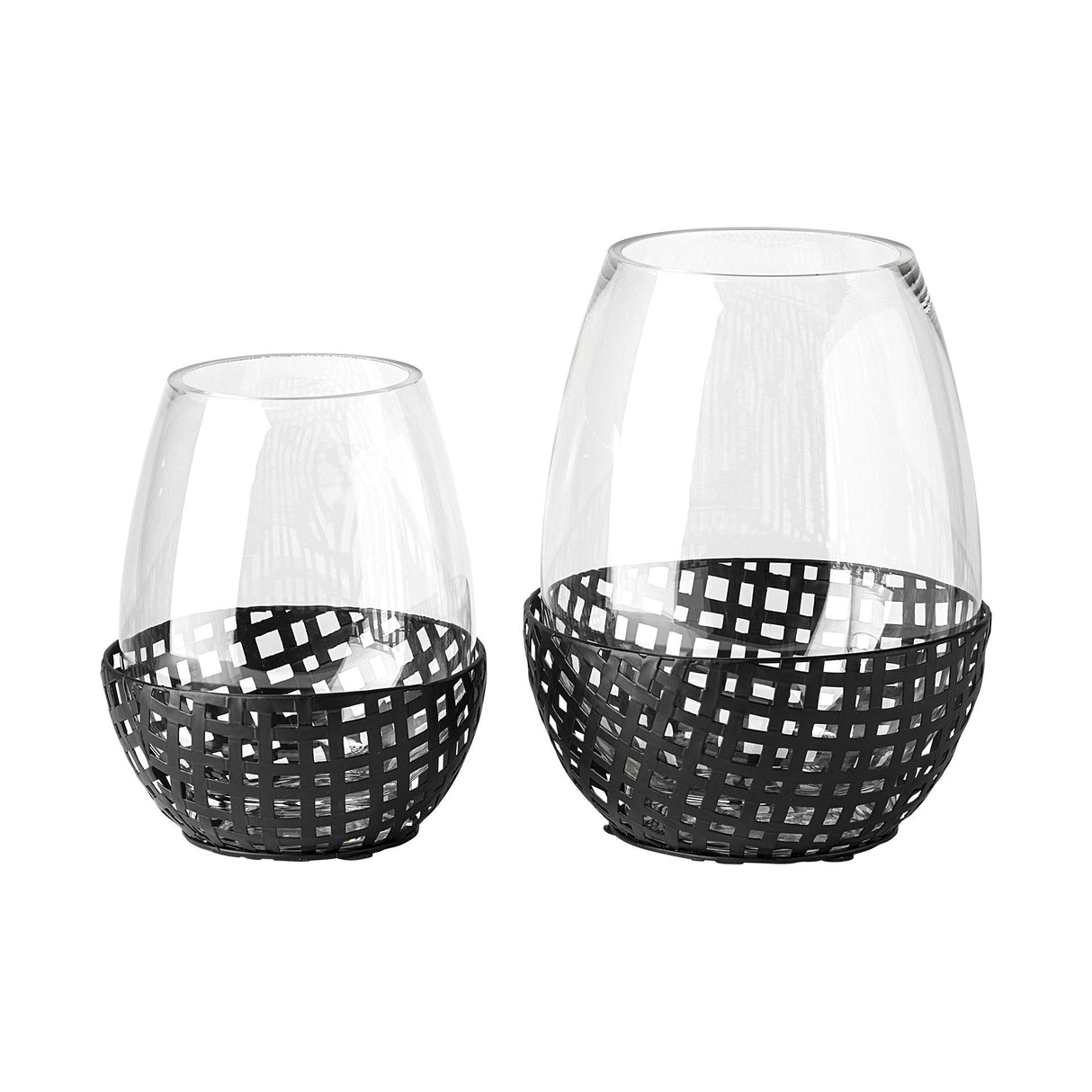 Mercana Reena I Small Black Woven Metal Base Table Candle Holder
