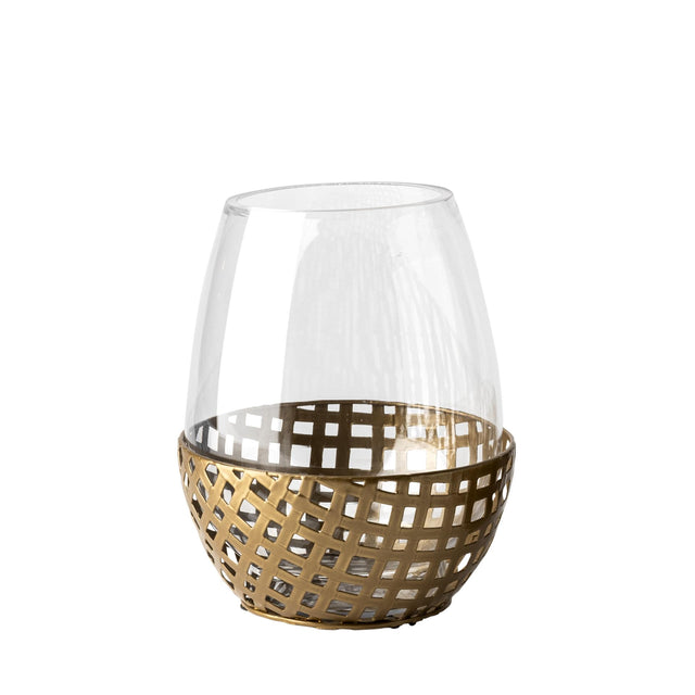 Mercana Reena I Small Gold Woven Metal Base Table Candle Holder