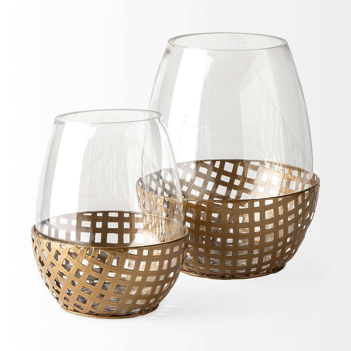 Mercana Reena I Small Gold Woven Metal Base Table Candle Holder