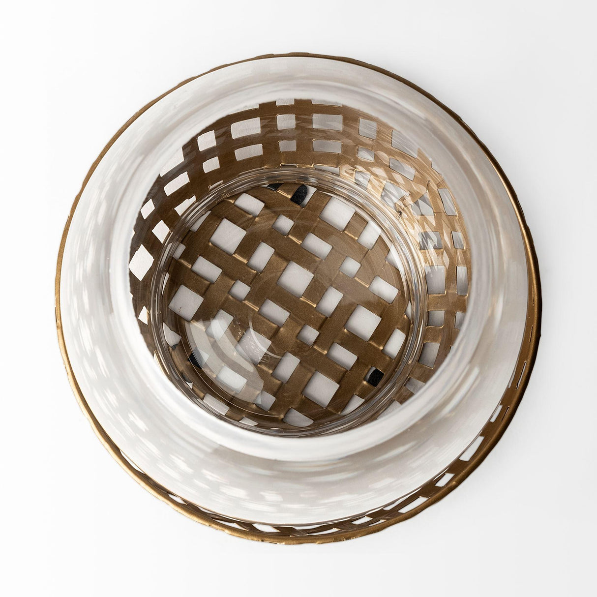 Mercana Reena I Small Gold Woven Metal Base Table Candle Holder