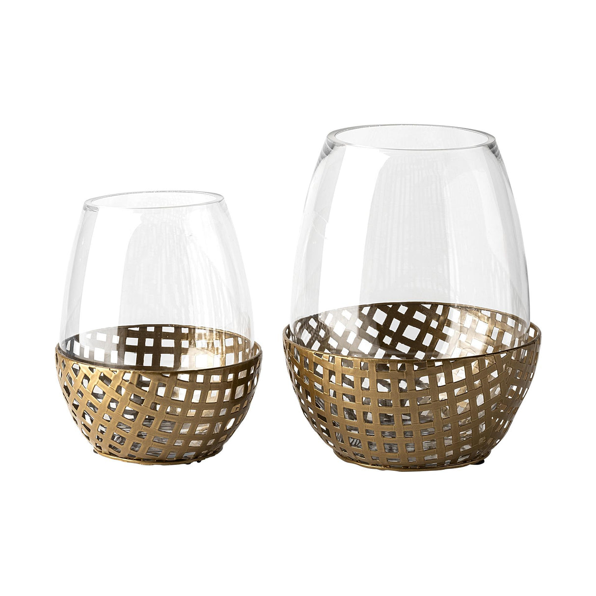 Mercana Reena II Large Gold Woven Metal Base Table Candle Holder