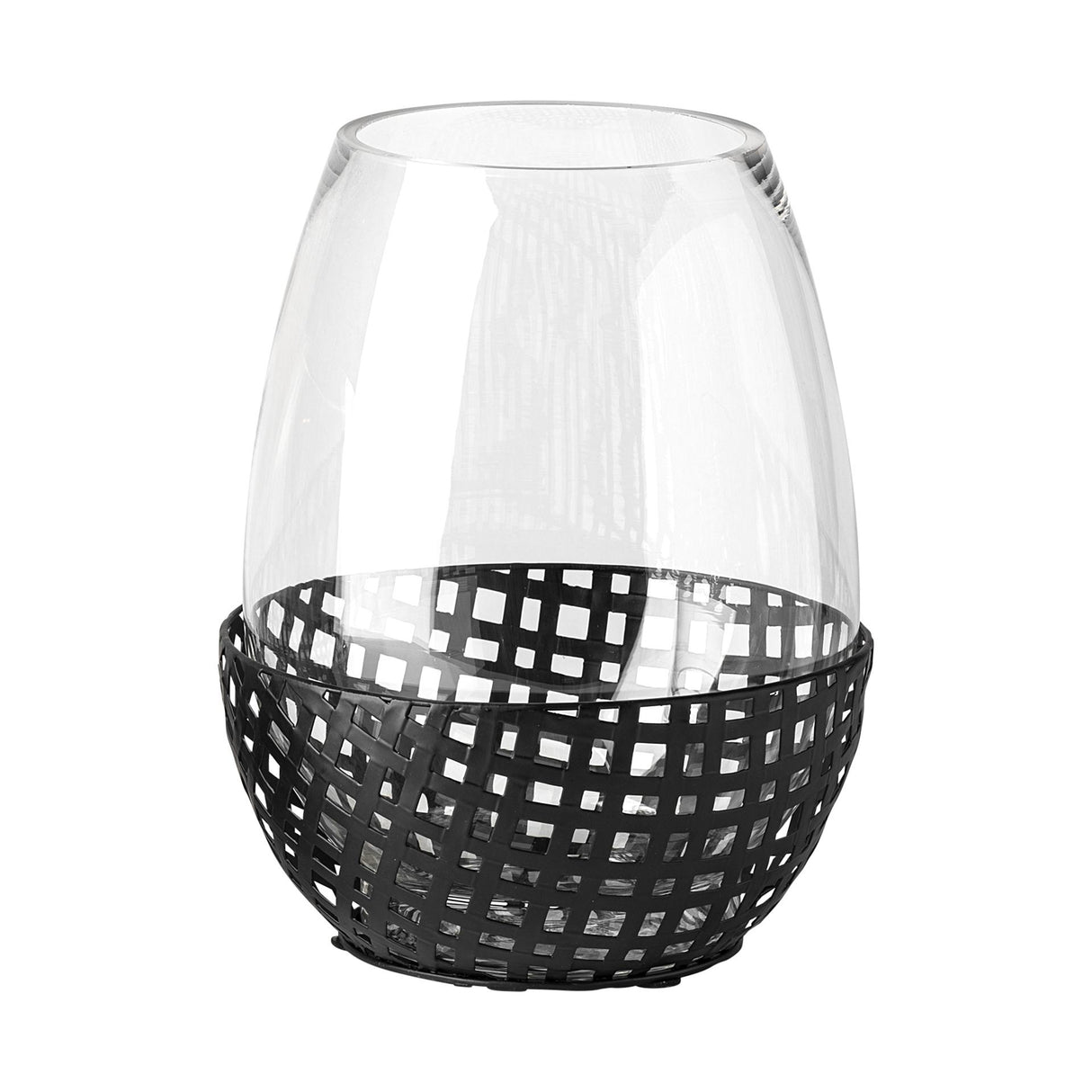 Mercana Reena II Large Black Woven Metal Base Table Candle Holder