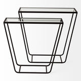 Mercana Arya (Set of 2) 24L x 10W Black Rectangular Glass Top Iron Frame Accent Table