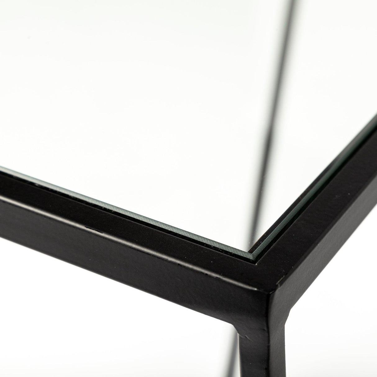 Mercana Arya (Set of 2) 24L x 10W Black Rectangular Glass Top Iron Frame Accent Table