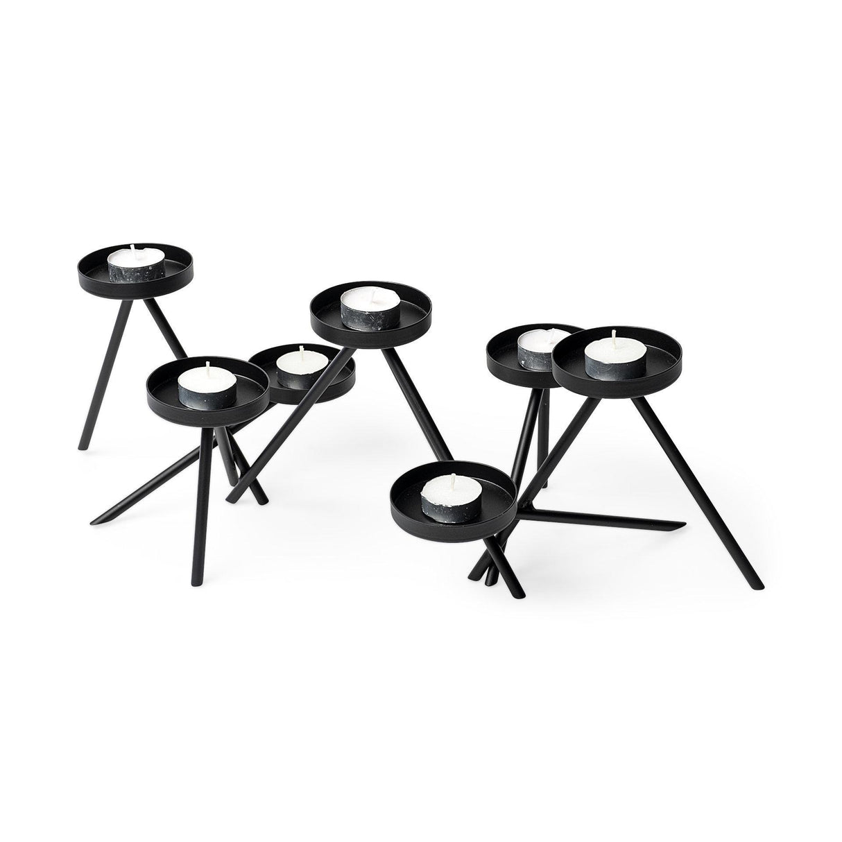 Mercana Meira Black Metal Seven Votive Table Candle Holder