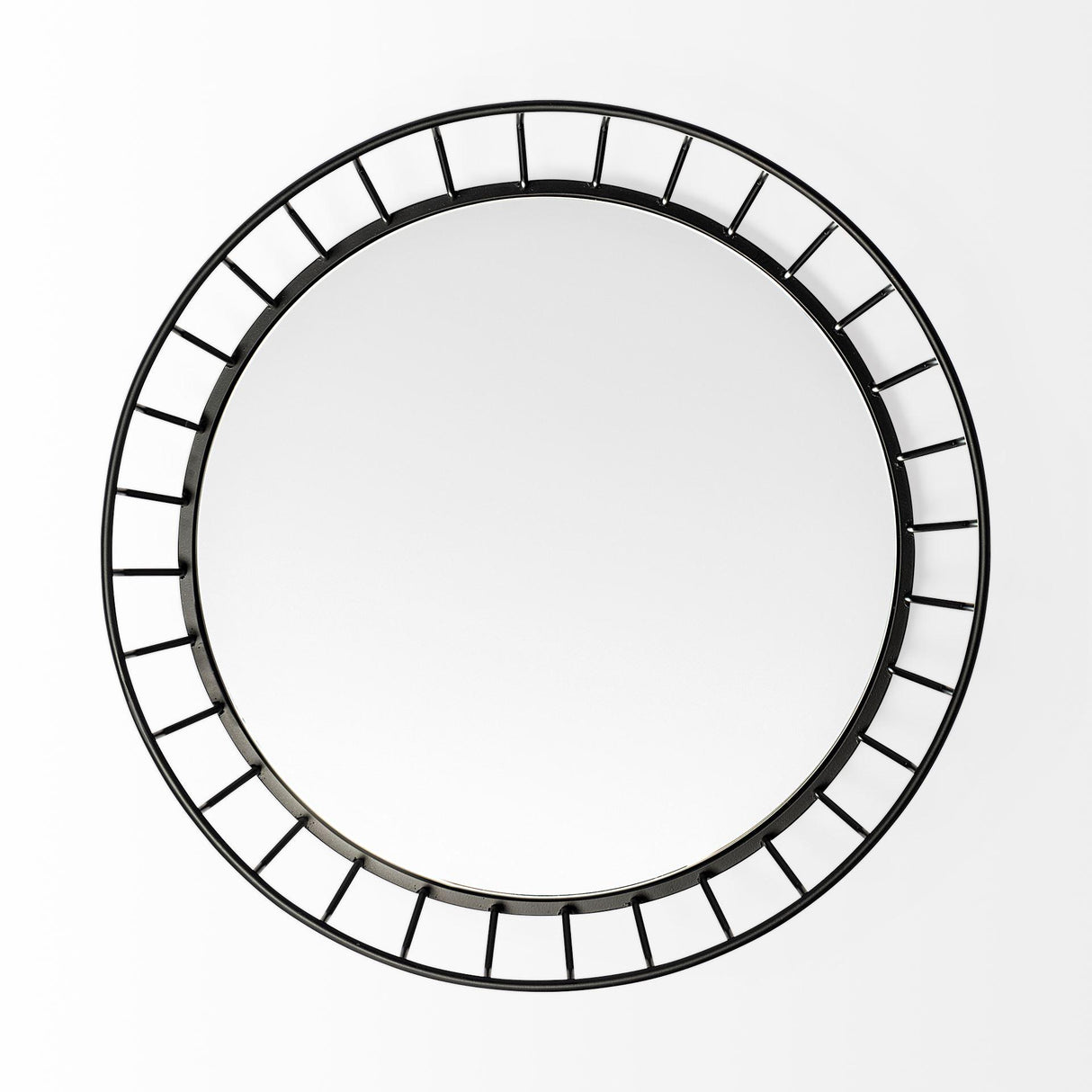 Mercana Helena 20L x 20W Black Metal Mirrored Bottom Round Serving Tray