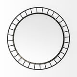 Mercana Helena 20L x 20W Black Metal Mirrored Bottom Round Serving Tray