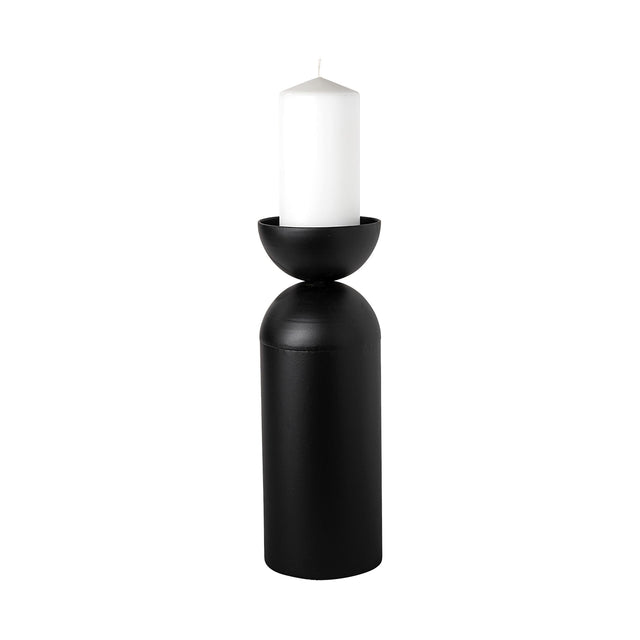 Mercana Alex Large Black Metal Cylindrical Table Candle Holder