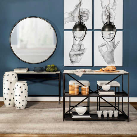 Mercana Emilio Set of 2 Black Metal Slated Bowls