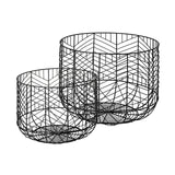 Mercana Idris Set of 2 Black Metal Geometric Mesh Bowls