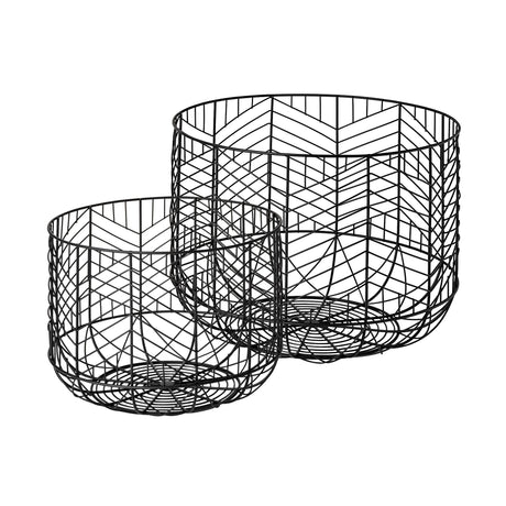 Mercana Idris Set of 2 Black Metal Geometric Mesh Bowls