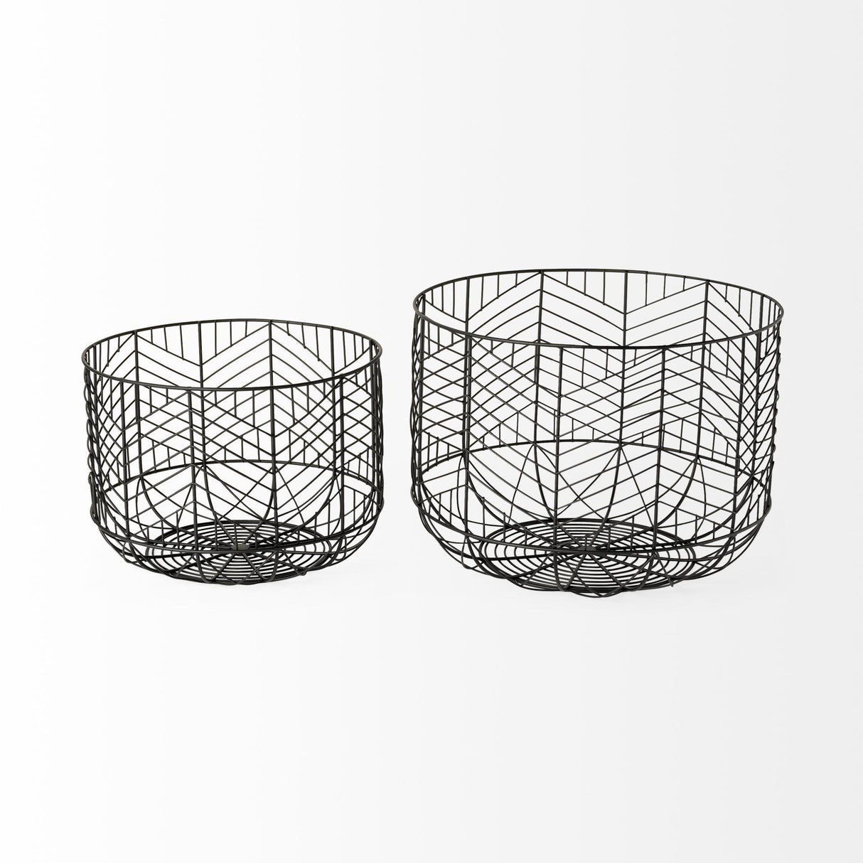 Mercana Idris Set of 2 Black Metal Geometric Mesh Bowls