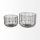 Mercana Idris Set of 2 Black Metal Geometric Mesh Bowls