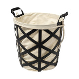 Mercana Liya 18L x 15W Black Metal Basket with Cream Fabric Liner