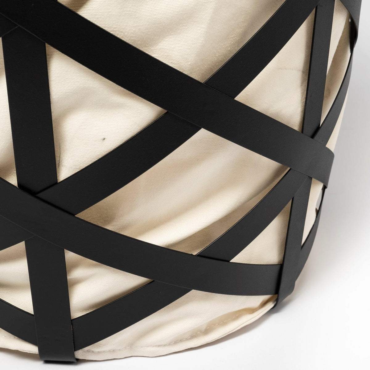 Mercana Liya 18L x 15W Black Metal Basket with Cream Fabric Liner