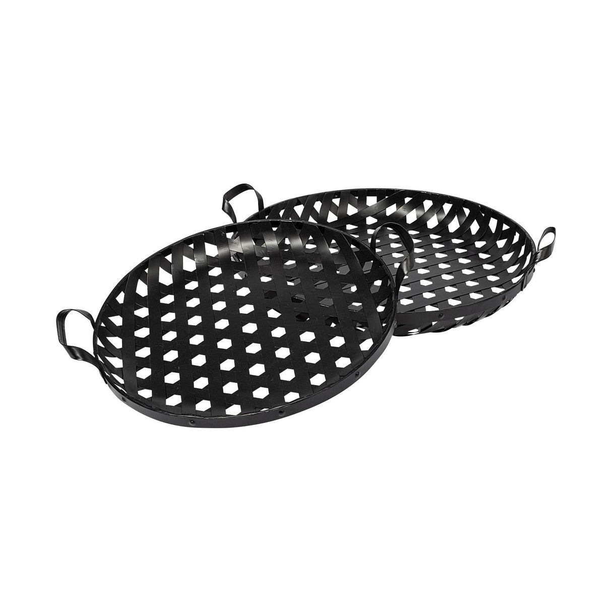 Mercana Lito (Set of 2) Black Woven Metal Round Serving Trays