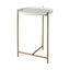 Mercana Stella 17L x 17W White Round Marble Top W/Gold Base Accent Table
