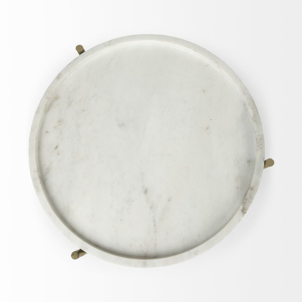 Mercana Stella 17L x 17W White Round Marble Top W/Gold Base Accent Table