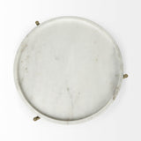 Mercana Stella 17L x 17W White Round Marble Top W/Gold Base Accent Table