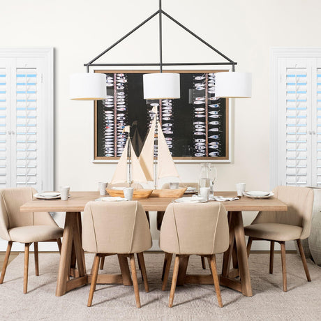 Mercana Nelly 60x74 Black Metal Pipe White Shade Three Bulb Chandelier Light