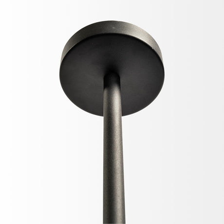 Mercana Nelly 60x74 Black Metal Pipe White Shade Three Bulb Chandelier Light