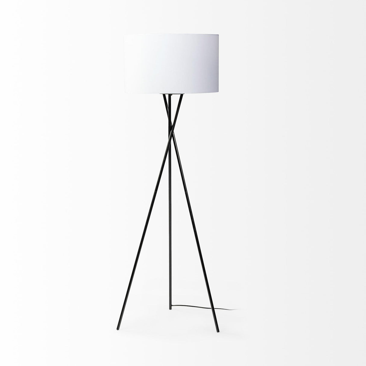 Mercana Ambrose 20.0L x 20.0W x 61.8H Black Metal W/White Fabric Shade Floor Lamp