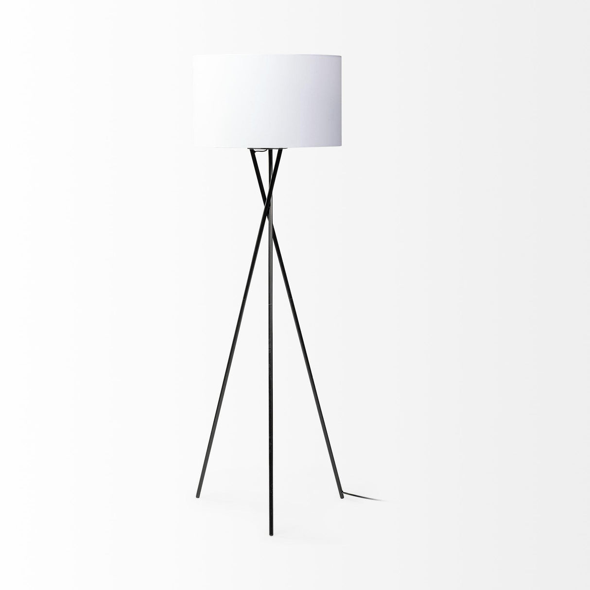 Mercana Ambrose 20.0L x 20.0W x 61.8H Black Metal W/White Fabric Shade Floor Lamp