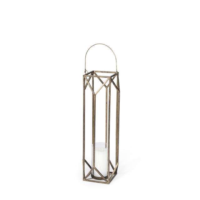 Mercana Ivy Small Gold Metal Geometric Cage Candle Holder Lantern