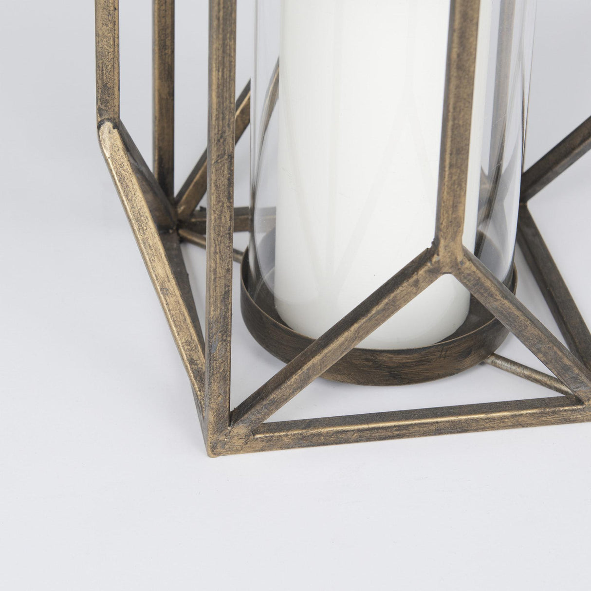 Mercana Ivy Small Gold Metal Geometric Cage Candle Holder Lantern