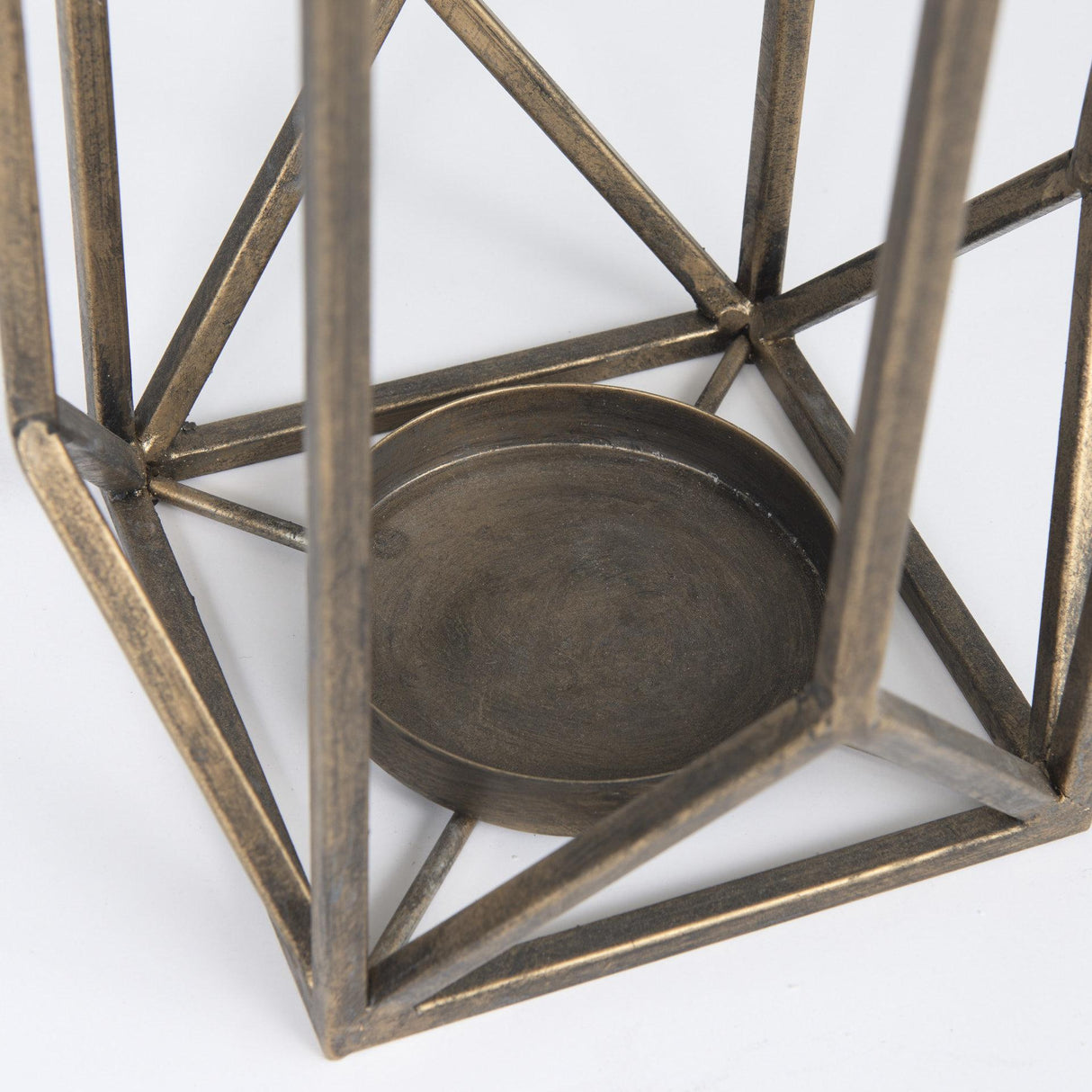 Mercana Ivy Small Gold Metal Geometric Cage Candle Holder Lantern