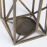 Mercana Ivy Small Gold Metal Geometric Cage Candle Holder Lantern