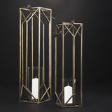 Mercana Ivy Small Gold Metal Geometric Cage Candle Holder Lantern