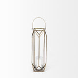 Mercana Ivy Small Gold Metal Geometric Cage Candle Holder Lantern