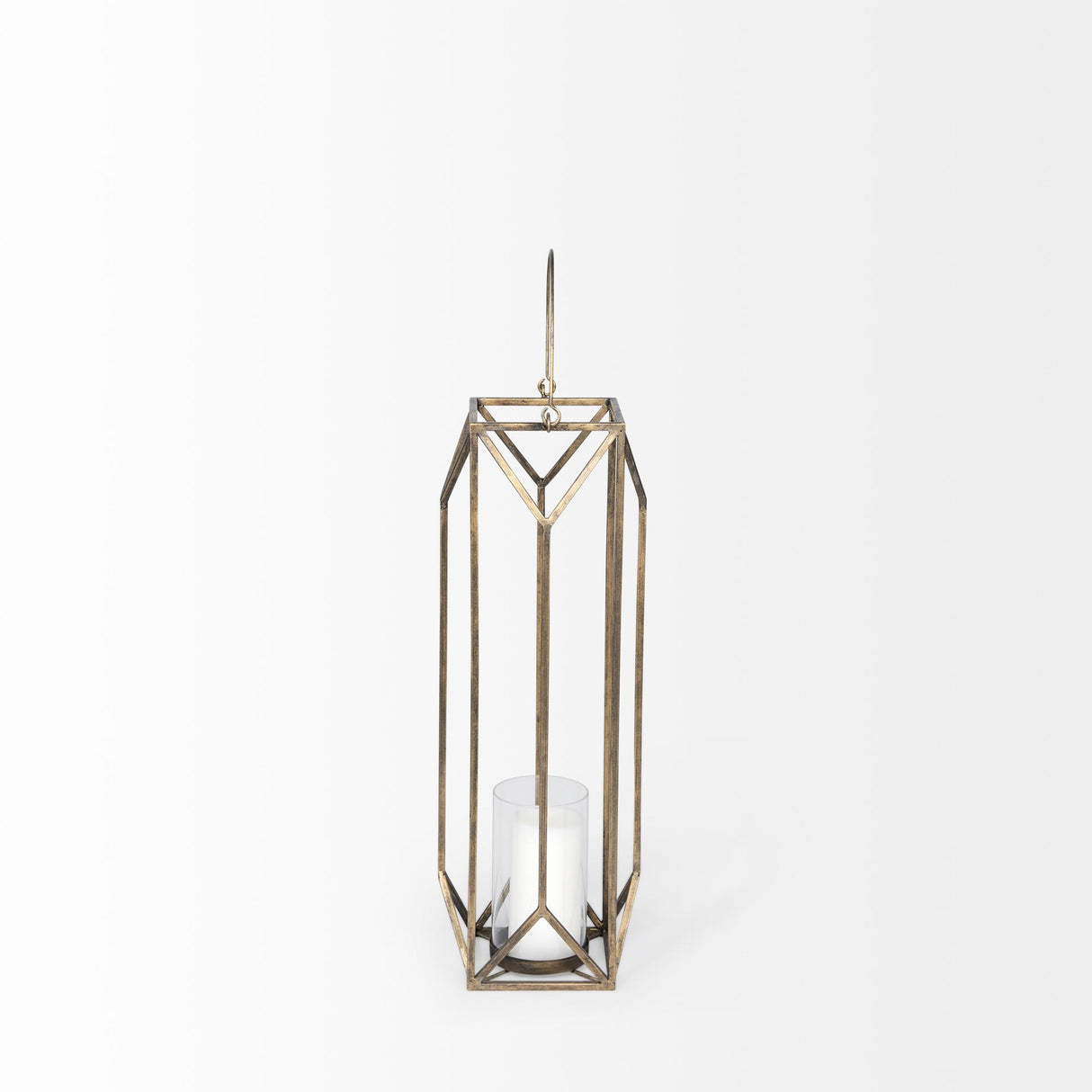 Mercana Ivy Small Gold Metal Geometric Cage Candle Holder Lantern