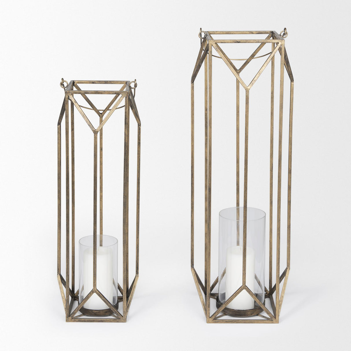 Mercana Ivy Small Gold Metal Geometric Cage Candle Holder Lantern